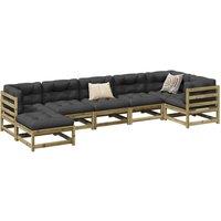Berkfield Home 7 Piece Garden Sofa Set Impregnated Wood Pine in Brown