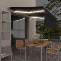 Berkfield Home Manual Retractable Awning with Blind&LED 4x3m Anthracite in Black