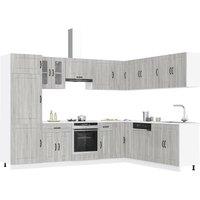 Berkfield Home 14 Piece Kitchen Cabinet Set Kalmar Grey Sonoma Engineered Wood