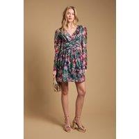 Oasis Women's Structured Fit & Flare Pleat Detail Mini Dress in Green | Size: 18