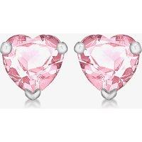 T.H.Baker Women's Sterling Silver Pink Crystal Heart Stud Earrings 8.57.7289