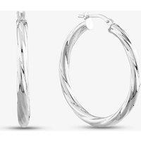 T.H.Baker Women's Silver Twisted Hoop Earrings 8-53-9039