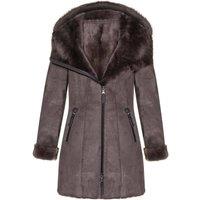 Infinity Leather Women's Merino Sheepskin Hooded Coat-Antioch in Taupe | Size: 10