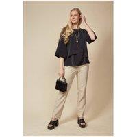 HOXTON GAL Women's Oversized Women Layered Blouse with 3/4 Sleeve & Necklace in Black | Size: 20-22