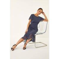 Roman Women's Petite Spot Frill Hem Dress in Navy | Size: 12
