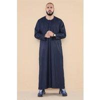 Thobez Men's Omani Eid Tassel Thobe Jubba in Navy | Size: 56R