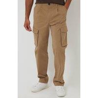 Threadbare Men's Relaxed Fit Cotton Cargo Trousers With Stretch in Stone | Size: 34R