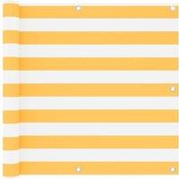 Berkfield Home Balcony Screen White & Yellow 90x400 cm Oxford Fabric