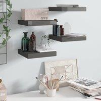 Berkfield Home Floating Wall Shelves 4 pcs High Gloss Grey 23x23.5x3.8 cm MDF
