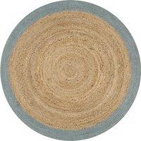 Berkfield Home Handmade Rug Jute with Olive Green Border 90 cm | Size: 100 cm diameter