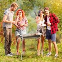 OUTSUNNY Charcoal Barbecue Grill with Griddle Plate, Black