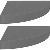 Berkfield Home Floating Corner Shelves 2 pcs High Gloss Grey 25x25x3.8 cm MDF