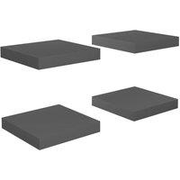 Berkfield Home Floating Wall Shelves 4 pcs High Gloss Grey 23x23.5x3.8 cm MDF