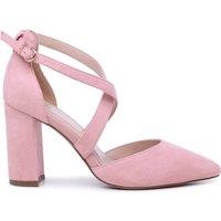Paradox London Women's 'Rachel' High Block Heel Cross Strap Court Shoes in Dusty Pink | Size: 6