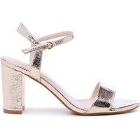 Paradox London Women's Harmonia' Block Heel Ankle Strap Sandal in Gold | Size: 4