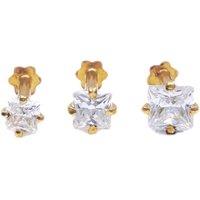 Raina Jewels Women's 22ct Yellow Gold & Cubic Zirconia Nose Studs/Nose Pin/Screw Back-4 mm