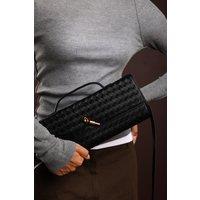Where's That From Women's 'Petal' Envelope Style Woven Clutch Bag in Black