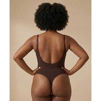 GWB Shapewear Women's Brown Low Back Tummy Control Shapewear Thong Bodysuit | Size: 18