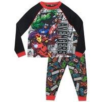Marvel Boy's Avengers Pyjamas Iron Man Incredible Hulk Thor in Black | Size: 10-11 Years