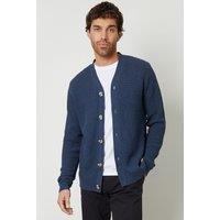 Threadbare Men's Basket Stitch V-neck Cardigan in Blue | Size: 2XL