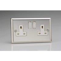 Varilight 2-Gang 13 Amp Double Switched Socket Mirror Chrome XC5DW in Grey