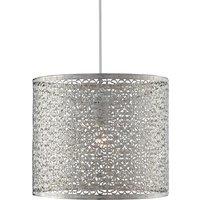 Lighting Collection Non Elec Chrome Cylinder Metal Pendant Lamp Shade in Silver