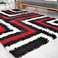 Bravich LTD Thick Shaggy Tides Rug - California in Red | Size: 60 cm x 110 cm
