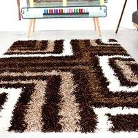 Bravich LTD Thick Shaggy Tides Rug - California in Brown | Size: 60 cm x 110 cm