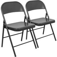 Harbour Housewares Metal Folding Chair - Pack of 2 in Black