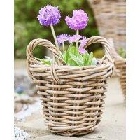 Dibor Traditional Lined XXS Wicker Planter Basket with Handles in Grey | Size: Small