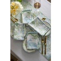 Laurence Llewelyn-Bowen 'Palm Court' Peacock & Oranate Print 100% Cotton Napkins (4 Pack) in Green