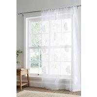 Appletree 'Leaf Embroidery' Slot Top Voile Panel in White | Size: 140 cm width x 122 cm drop
