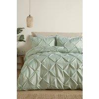 Serene 'Lara' Luxury Ruched Duvet Cover Set in Pale Green | Size: King