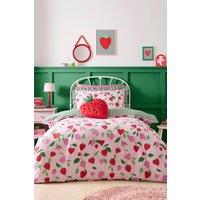 Bedlam 'Fun Strawberries' Easy Care Duvet Cover Set in Pink | Size: Double