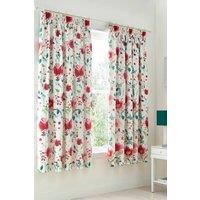 Dreams & Drapes 'Abstract Poppy' Lined Pair of Pencil Pleat Curtains | Size: 168 cm width x 183 cm drop