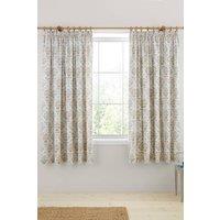 Dreams & Drapes 'Edena Decorative Floral' Lined Pencil Pleat Curtains in Natural | Size: 168 cm width x 183 cm drop