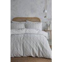 Serene 'Crinkle Stripe' Textured Duvet Cover Set in White | Size: Single