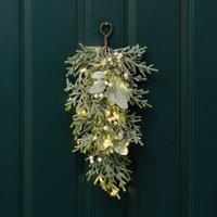 Scottish Everlastings Ltd 55cm Pre-lit Swag with Lambs Ear in Green