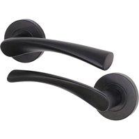 AFIT Black Door Handles Rose, 1 Pair Matt Black Internal Lever | Size: 150mm x 150mm