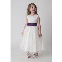 UK Flower Girl Boutique Betsy FlowerGirl Dress - Cadbury Purple in Ivory | Size: 4-5 Years