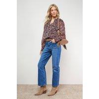 Oasis Women's Printed Chiffon Button Through Blouse in Floral | Size: 10