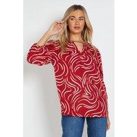 Dorothy Perkins Women's Long Sleeve Swirl Chain Detail Blouse in Red | Size: 14