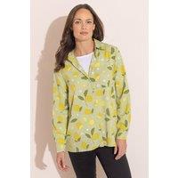 Klass. Women's Lemon Print Long Sleeve Shirt in Green | Size: 10