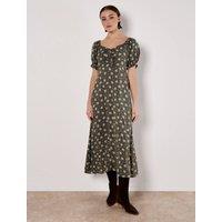 Apricot Women's Silhouette Floral Milkmaid Maxi Dress in Khaki | Size: 14