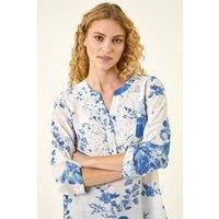 Roman Women's Floral Print Lace Trim Shirt in White | Size: 20