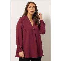 Evans Women's Button Pleat Front Blouse in Dark Red | Size: 16