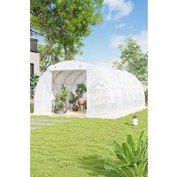 H&O Direct Walk-in Tunnel Greenhouse with Steel Frame in White | Size: Small