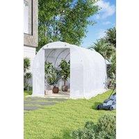 Garden Sanctuary Outdoor Portable Plant Walk-in Tunnel Greenhouse with Steel Frame in White