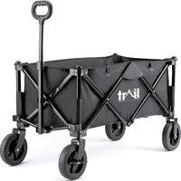 Trail Outdoor Leisure Trail Camping Festival Trolley Folding Beach Cart Garden Wagon Heavy Duty 80kg in Black