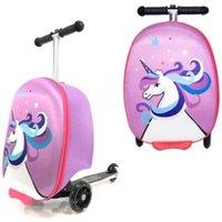 Groundlevel Children's Suitcase with Fold Down Scooter in Pink